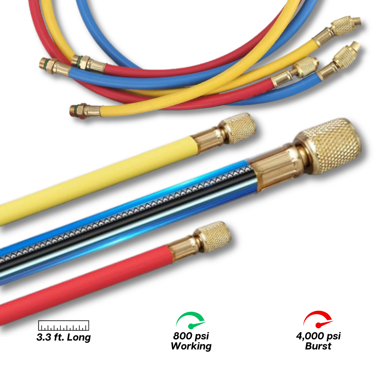 R1234YF Manifold Gauge Set with 3 1/4 ft. Hoses & Couplers