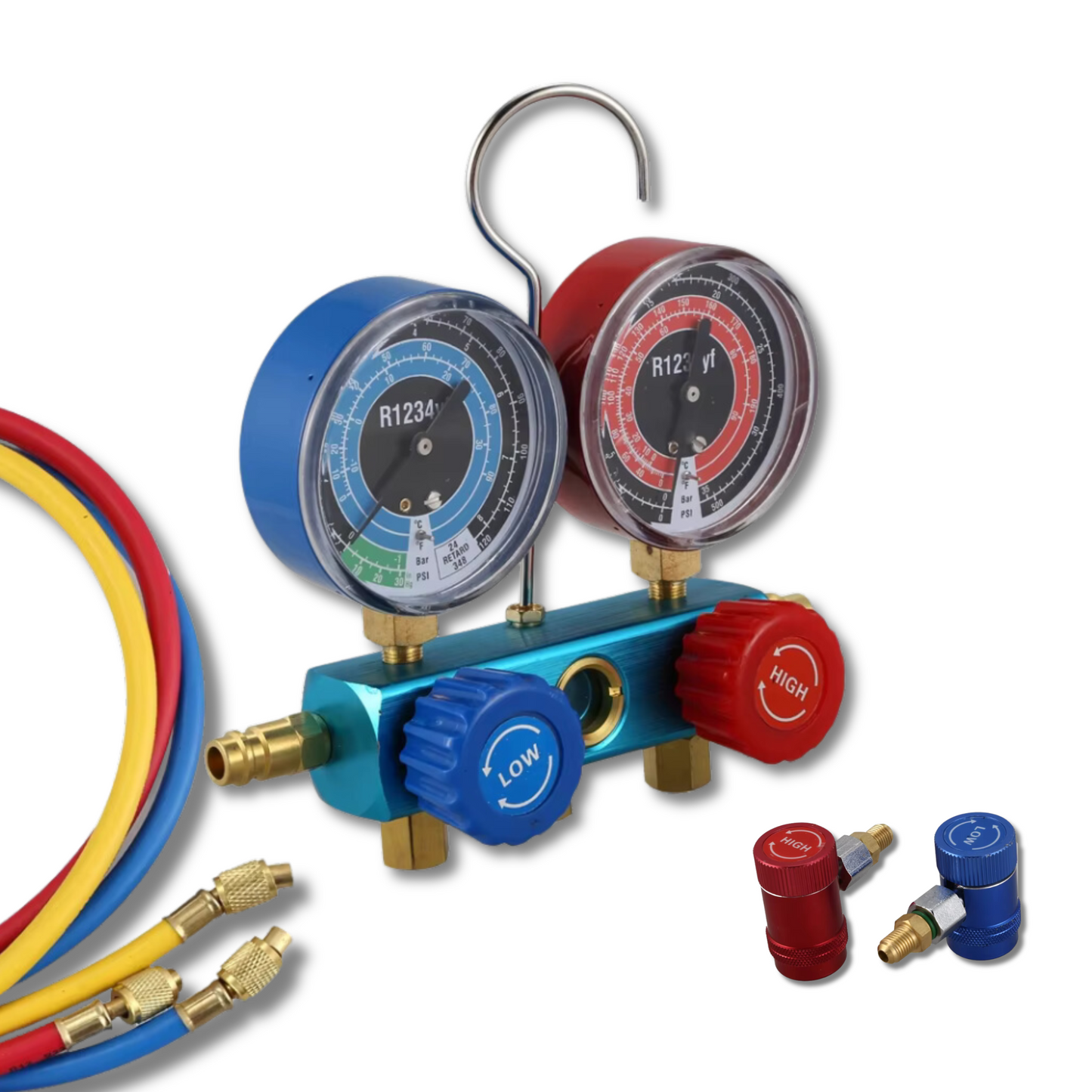 R1234YF Manifold Gauge Set with 3 1/4 ft. Hoses & Couplers