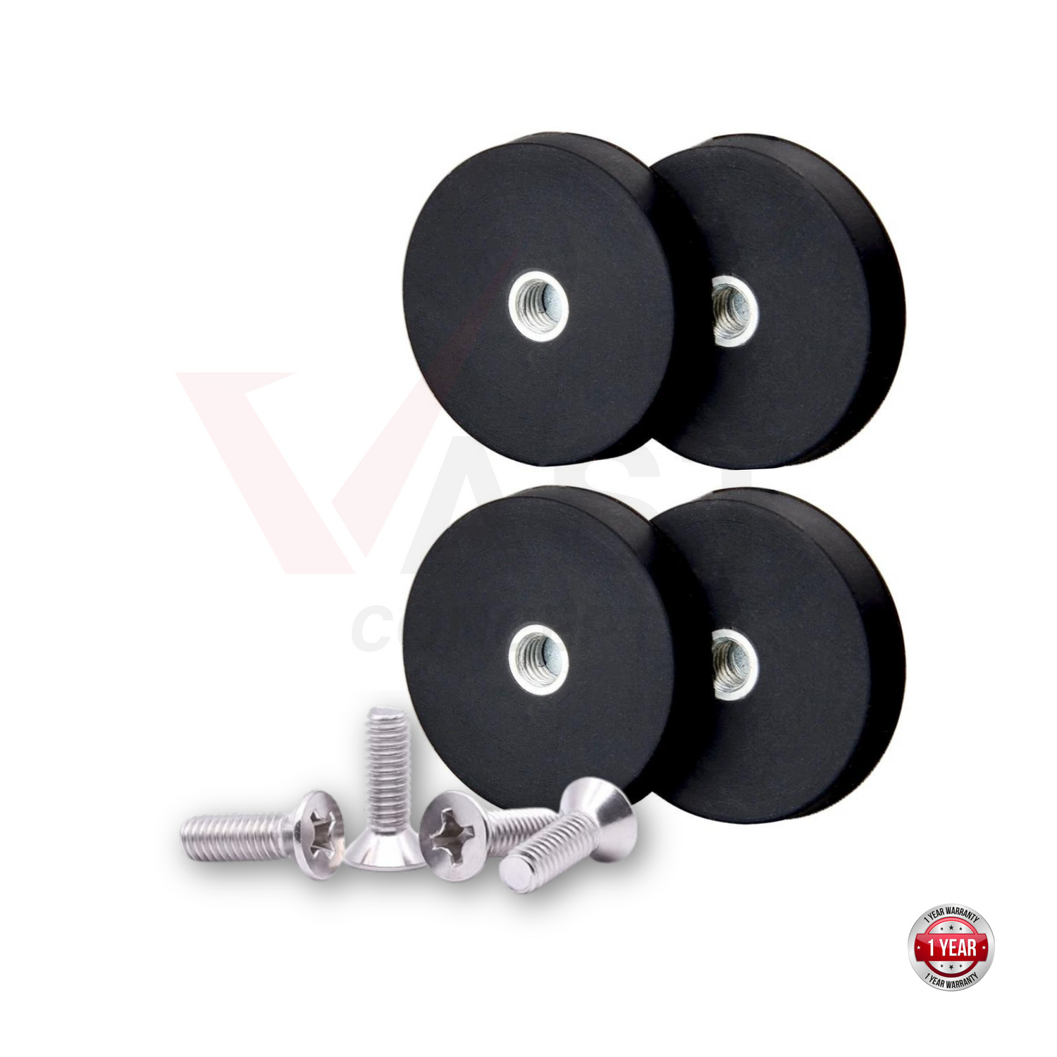 Rubber Coated Neodymium Threaded Magnets Kit with Screws