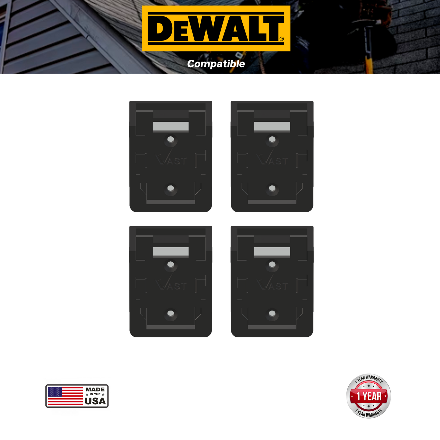 DeWalt 20V & PowerStack Battery Mount | Battery Holder (4 Pack)