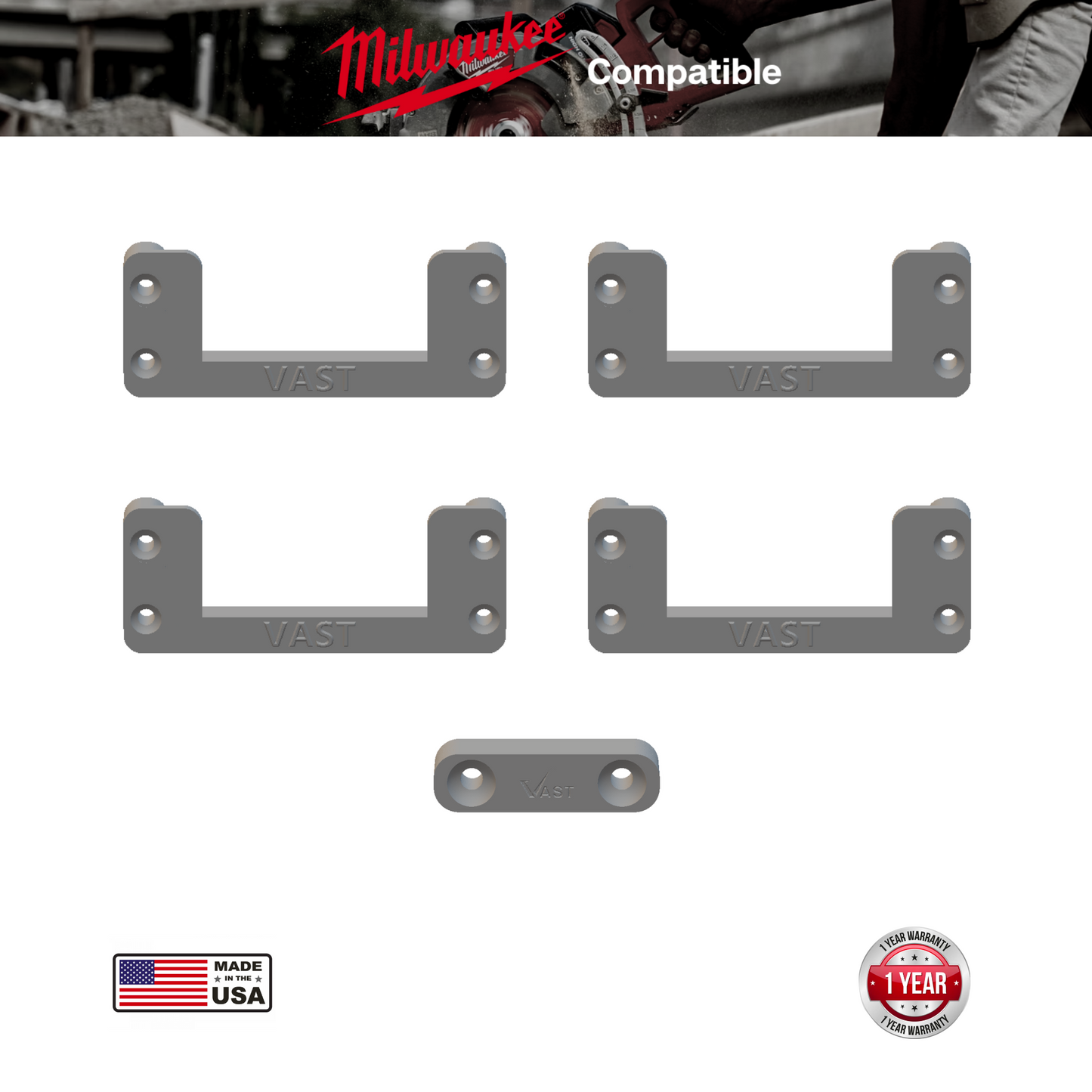 Milwaukee Packout Female Mount | Cleat w/ Locking Block (4 Pack)