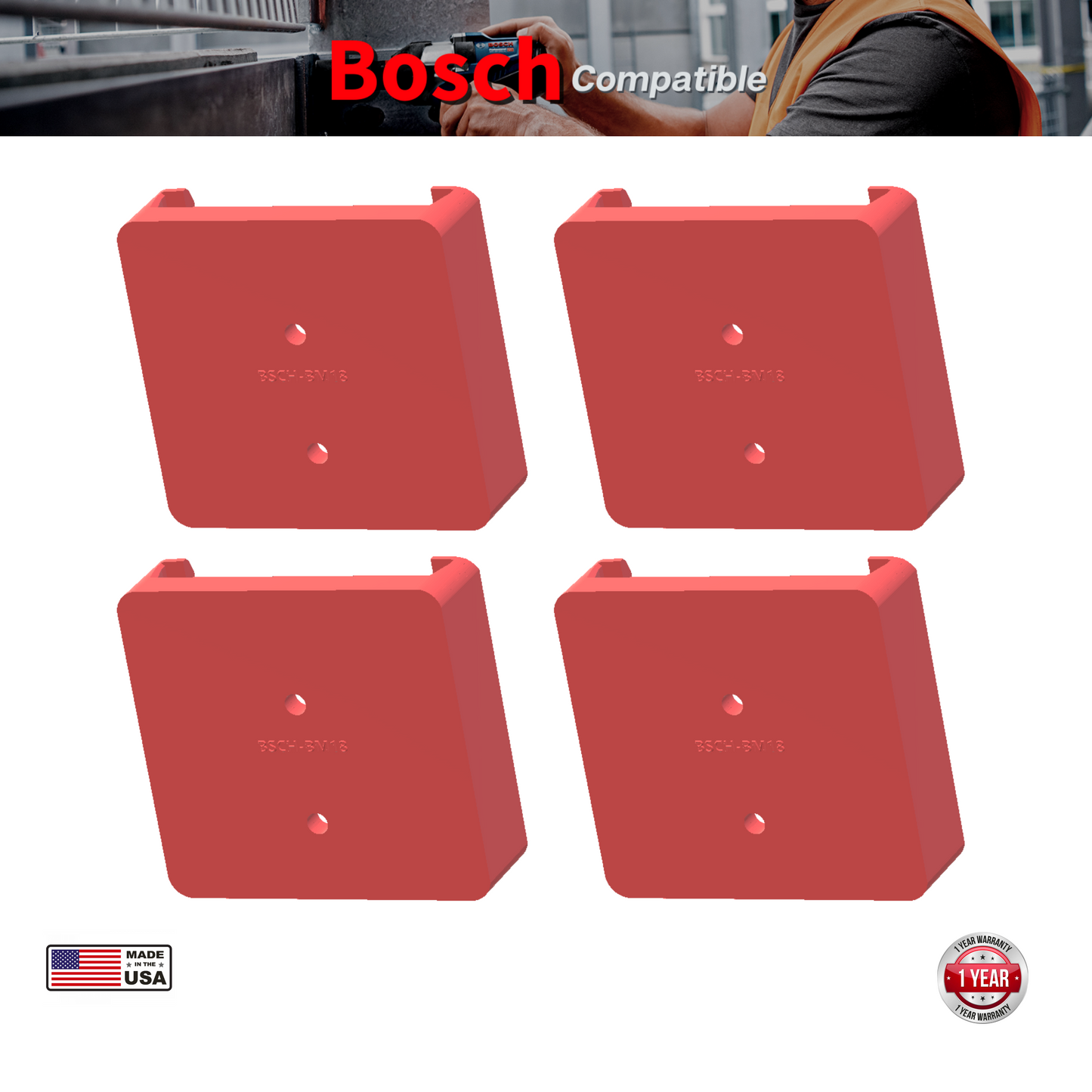 Red Bosch battery mount