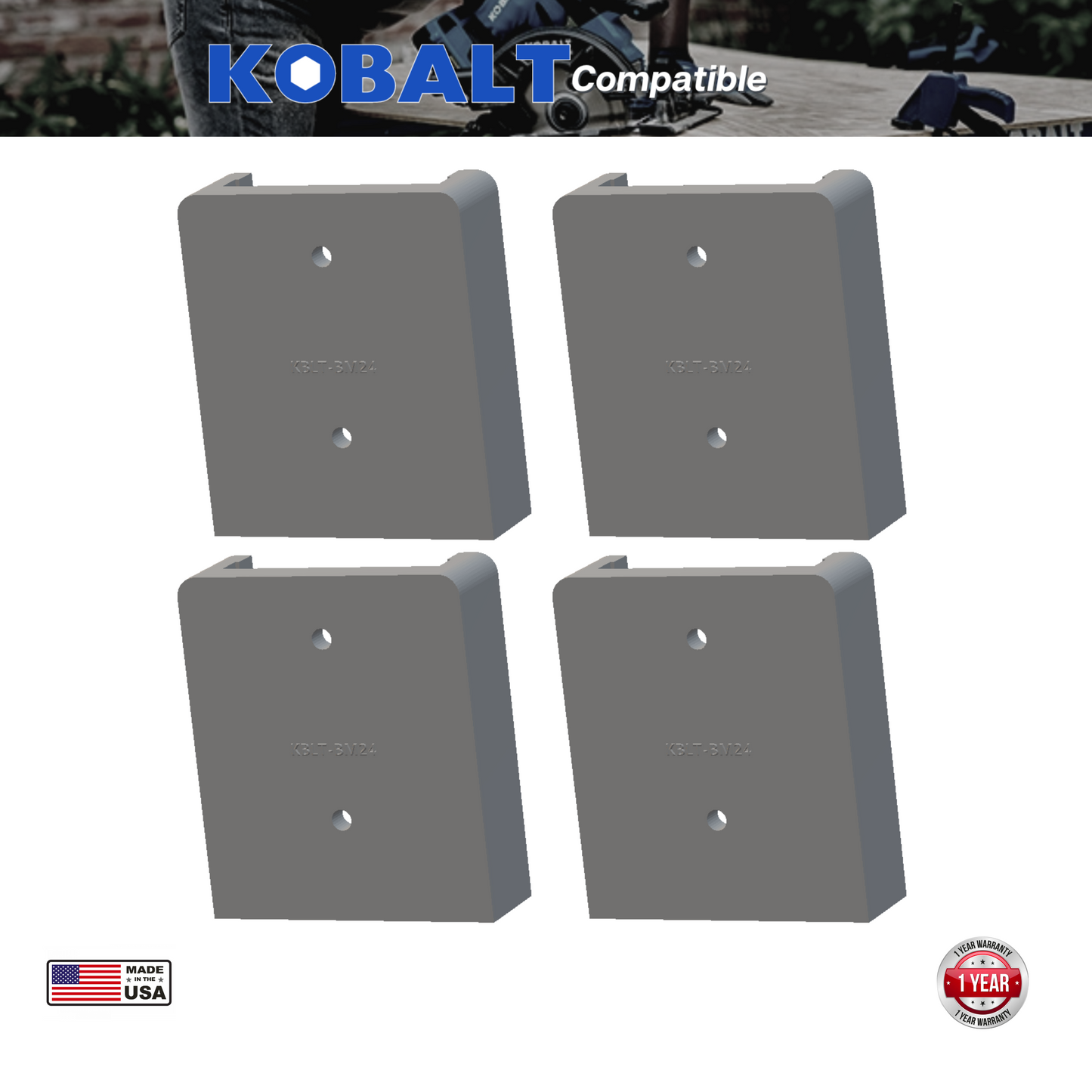 Kobalt 24V Battery Mount | Battery Holder (4 Pack)