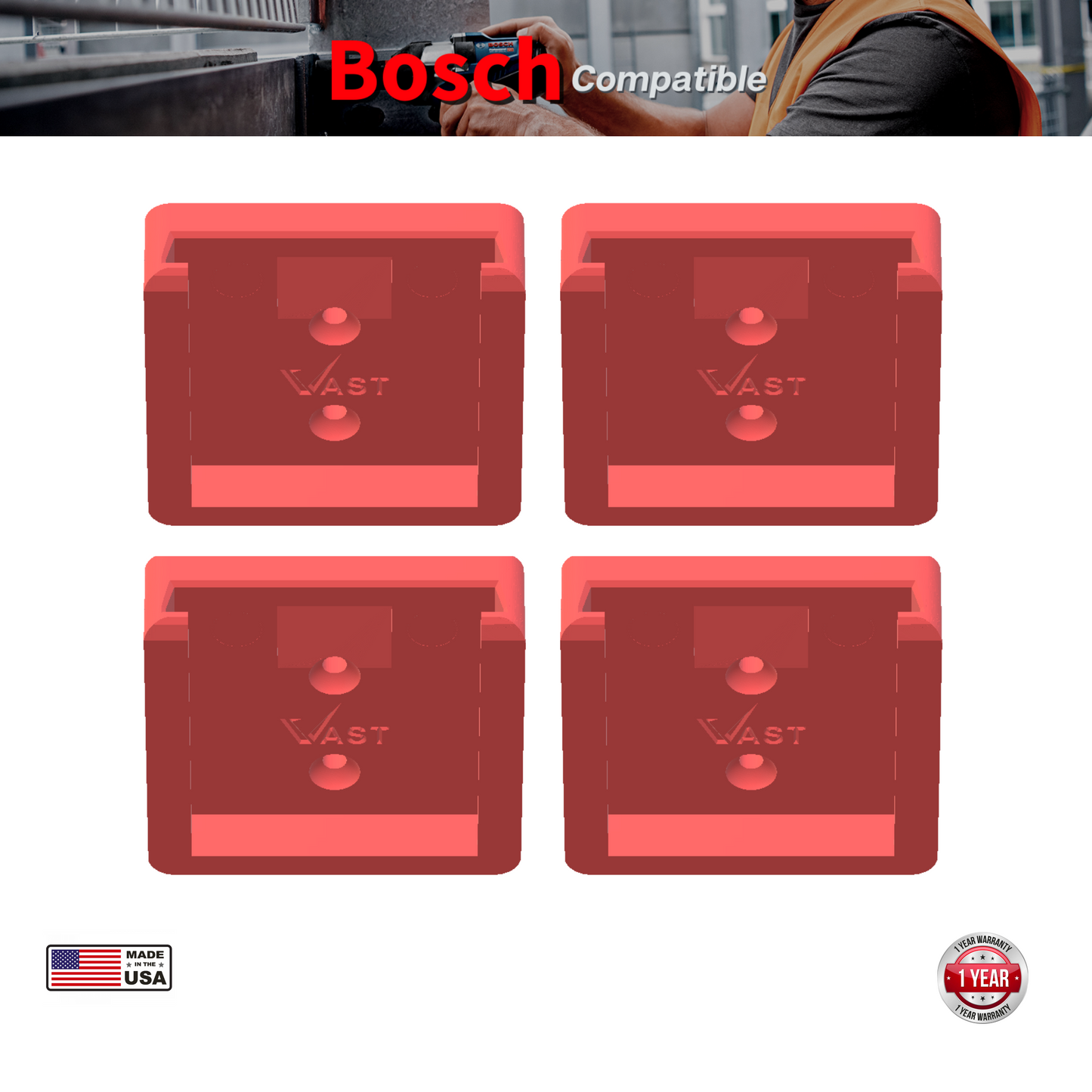 Red Bosch battery mount