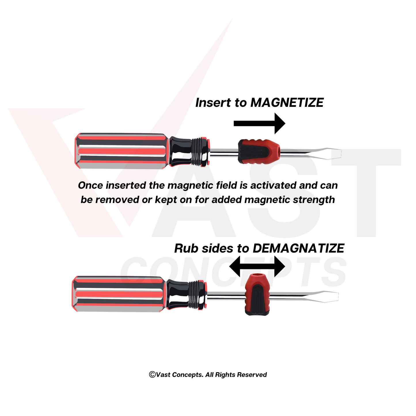 Bit Magnetizer / Demagnetizer for Screw Drivers and Impacts | Magnetic Driver Bit Holder - Red