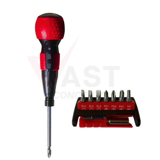 Cordless Rechargeable Ball Grip Screwdriver with 1/4" Bits